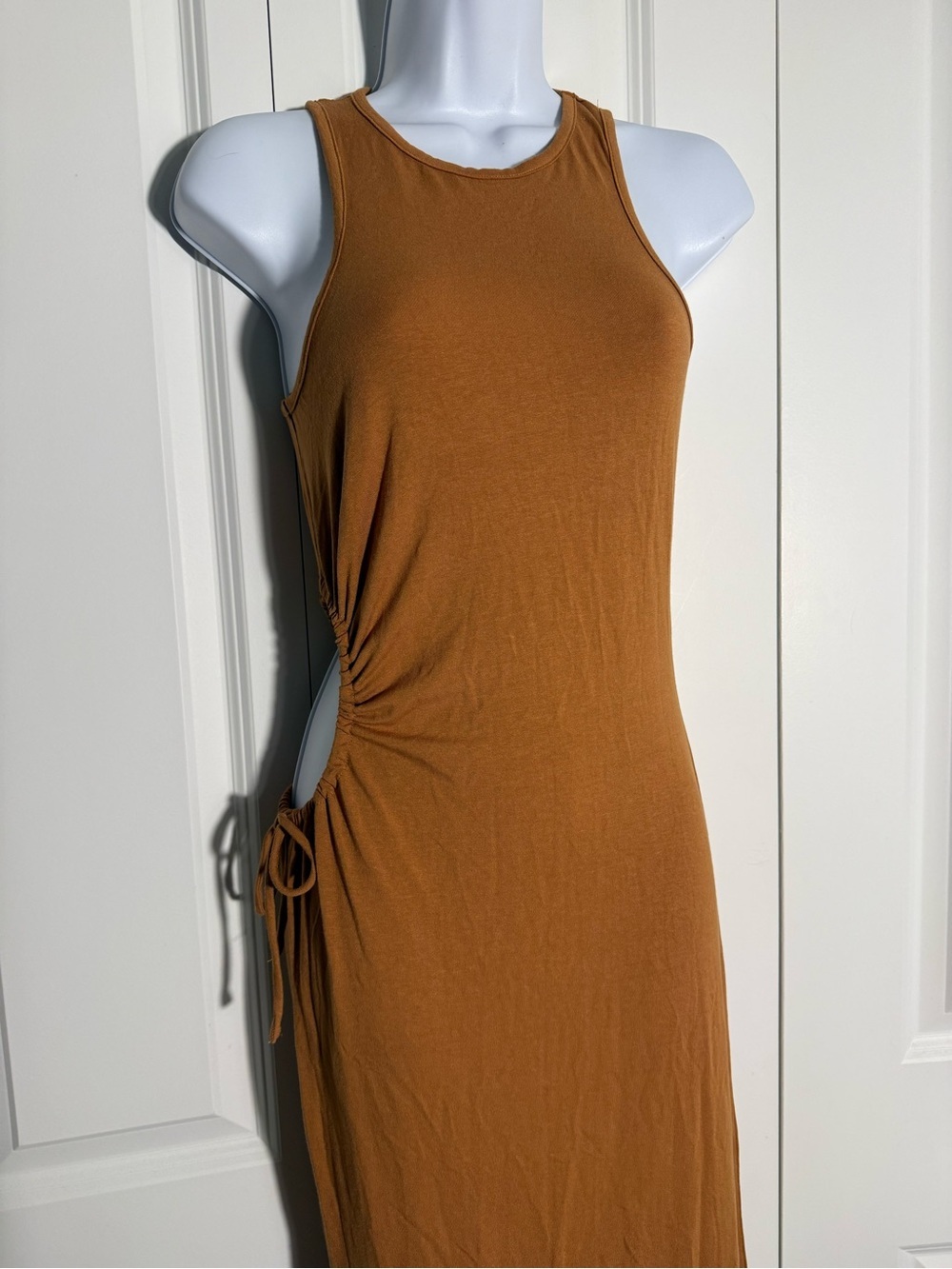 Forever 21 Rust-Tone Sleeveless Maxi Dress with Side Drawstring